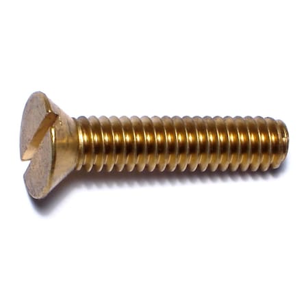 #12-24 X 1 In Slotted Flat Machine Screw, Plain Brass, 20 PK